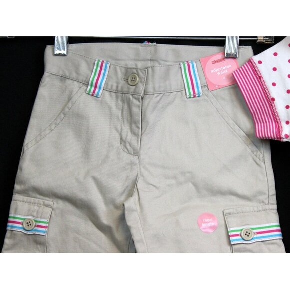 NEW 2008 Gymboree Tennis Match 2pc sz 4 Khaki Capris Hooded Shirt Dots Spring - Picture 2 of 11